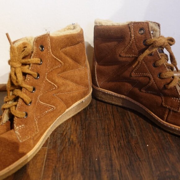 Vintage Leather Suede Town & Country Tan Ankle Boots Lace Up 7.5 Women's Booties - Picture 3 of 14